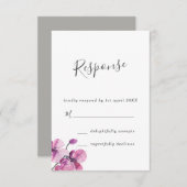 Plum Aquarelle Orchidées Mariage RSVP (Devant / Derrière)