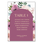Plum Arch Floral Mariage Numéro de table Carte (Dos)