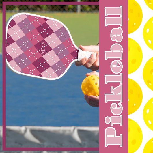 Plum Arygle met witte stiksels Pickleball Paddle