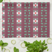 Plum Avec Feuille Rouge Et Verte Détail Serviette  (Plié)