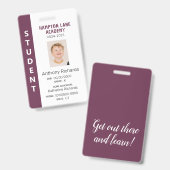 Plum Bande verticale Homeschool Étudiant Badge d'i (Avant & arrière)