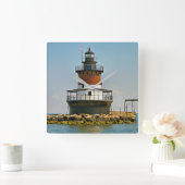 Plum Beach Lighthouse, Rhode Island Wall Clock Vierkante Klok (Huis)