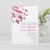Plum Berry Coral Grey Butterfly Wedding Invites Kaart (Staand voorkant)