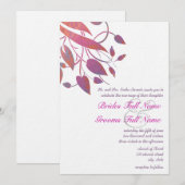 Plum Berry Coral Grey Butterfly Wedding Invites Kaart (Voorkant / Achterkant)