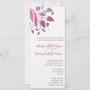 Plum Berry Grey Leaf Swirl Wedding Invites Kaart
