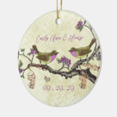 Plum  Bird 1e kerstfoto Brown Notes Keramisch Ornament (Links)