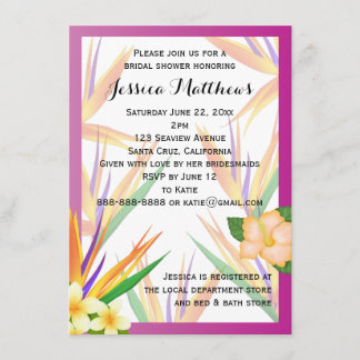 Plum Bird of Paradise Vrijgezellenfeest Wedding Kaart
