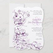 Plum Birds & Swirls Wedding Invitations (Devant)