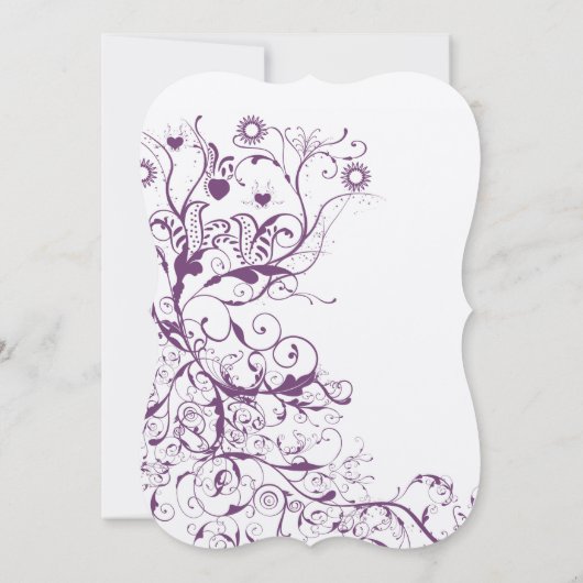 Plum Birds & Swirls Wedding Invitations (Dos)