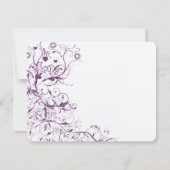 Plum Birds & Swirls Wedding RSVP Response Cartes (Dos)