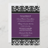 Plum Black Damask Rehearsal Dinner Party Kaart (Achterkant)