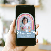 Plum bleu Floral Arc-en-ciel Invitation d'annivers