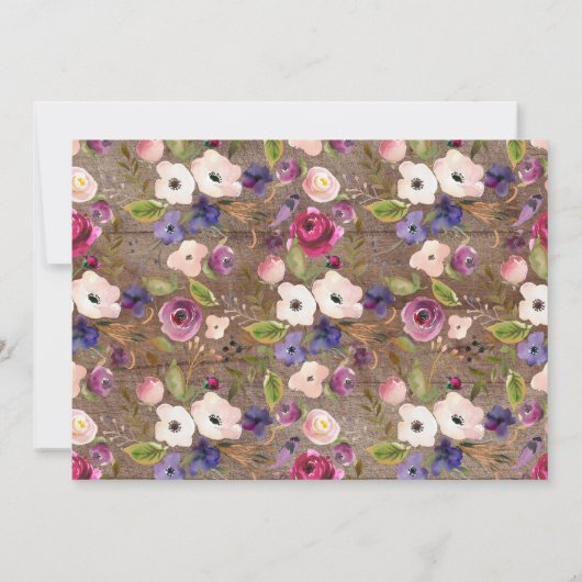 Plum bleu rustique Floral BÉBÉ Douche Invitations (Dos)