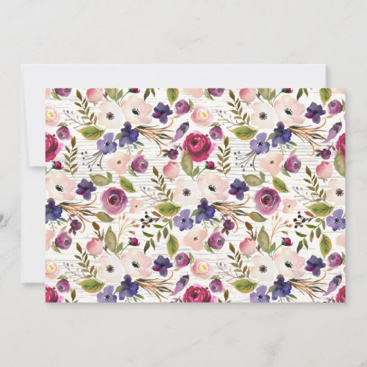 Plum bleu rustique Floral BÉBÉ Douche Invitations (Dos)