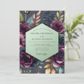 Plum Bloom Moody Wedding Kaart (Staand voorkant)