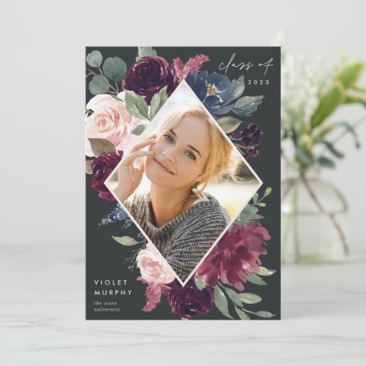 Plum Blossom | Aankondiging foto-Afstuderen (Staand voorkant)