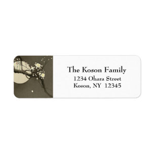 Plum Blossom bij nacht door Ohara Koson  Etiket