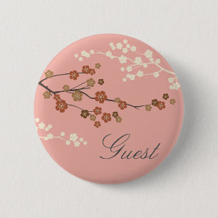 Plum Blossom Design Custom Button Antiek roze