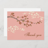 Plum Blossom Flat Dank u kaart Antiek Roze (Voorkant / Achterkant)