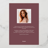 Plum Blossom Folie Foto Afstuderen Aankondiging (Achterkant)