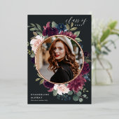 Plum Blossom Folie Foto Afstuderen Aankondiging (Staand Voorkant)