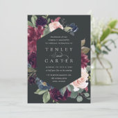 Plum Blossom Geometric Lijst Wedding Kaart (Staand voorkant)