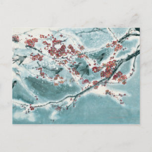 Plum Blossom in sneeuw Briefkaart