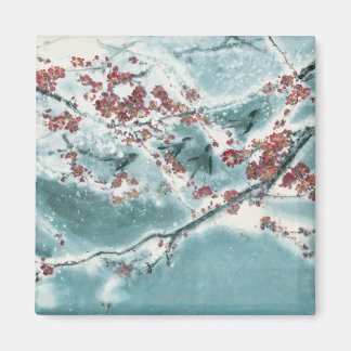 Plum Blossom in sneeuw Magneet