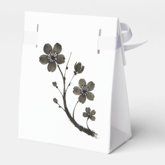 Plum Blossom Line Art – Botanisch ontwerp op Bedankdoosjes (Achterkant)