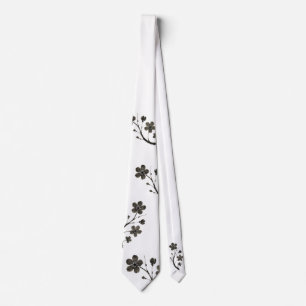 Plum Blossom Line Art – Botanisch Stropdas
