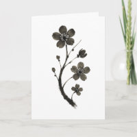 Plum Blossom Line Art - Carte Botanique