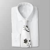 Plum Blossom Line Art - Cravate botanique (Attaché)