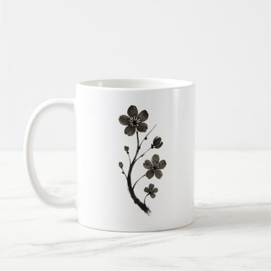 Plum Blossom Line Art - Mug botanique minimal (Gauche)