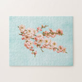 Plum Blossom op Aged Denim Legpuzzel (Horizontaal)