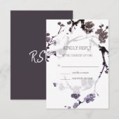 Plum blossom suma ink RSVP kaartje (Voorkant / Achterkant)