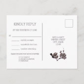 Plum blossom sumie RSVP met maaltijdkeuze Uitnodiging Briefkaart (Achterkant)