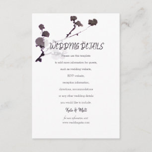 Plum blossom sumie Wedding Details Informatiekaartje