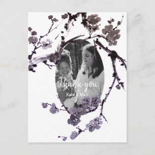 Plum blossom sumie Wedding Photo Briefkaart