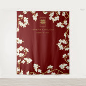 Plum Blossom Xi Chinese Weddenschap Achtergrond Wandkleed (Voorkant)