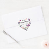 Plum Blush Bloemen Hart Bruiloft Envelop Seal Hart Sticker (Envelop)