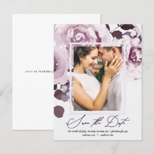  Plum Boeket en Lijst Save the Date Uitnodiging Briefkaart