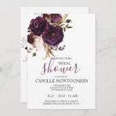 Plum Bohème Rose Invitation à la douche nuptiale (Devant / Derrière)