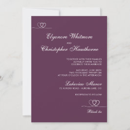 Plum Bold Elegant Chic Calligraphy Wedding Kaart