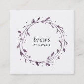 Plum Botanical Wreath Vierkante Visitekaartje (Voorkant)