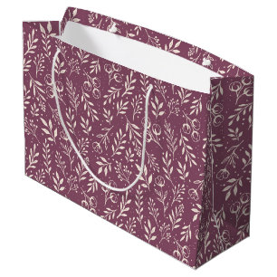 Plum bouché de Motif botanique - Grand sac cadeau