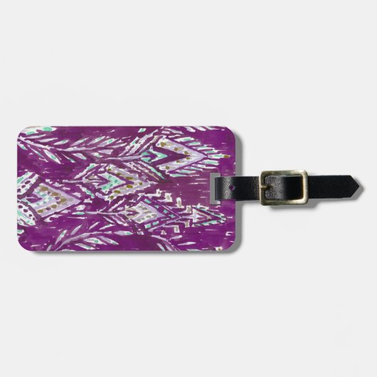 Plum Brave Feather Tribal Print Bagagelabel (Voorkant horizontaal)