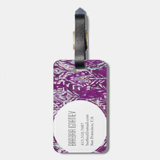 Plum Brave Feather Tribal Print Bagagelabel (Achterkant verticaal)