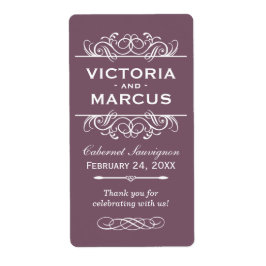 Plum Bruiloft Wijn Fles Monogram Favoriet Labels