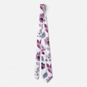 Plum Burgundy  Waterverf Floral Pattern Stropdas (Achterkant)