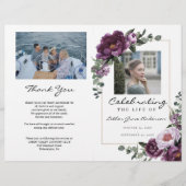 Plum Celebration of Life Folded Funeral Programme Flyer (Voorkant)